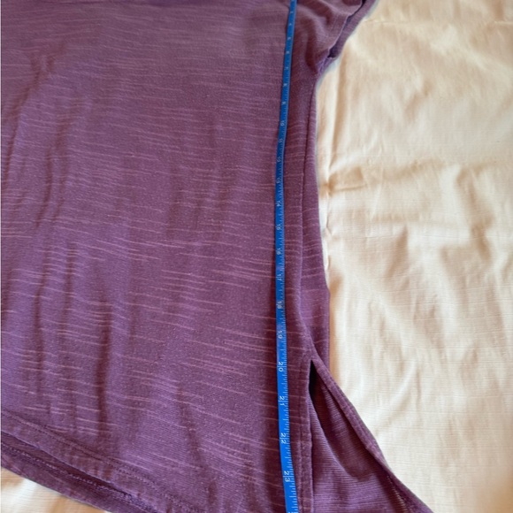 Faded Glory Asymmetrical Heathered Purple Scoop Neck Short Sleeve Top 1X (16W) - Picture 5 of 6